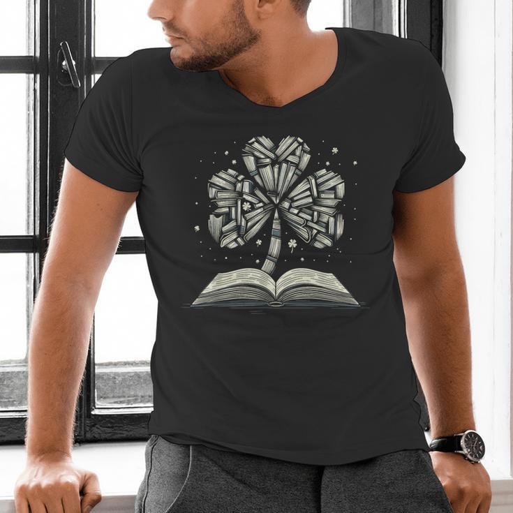 Shamrock Books St Patricks Day Bookworm Librarian Men's V-Neck T-Shirt