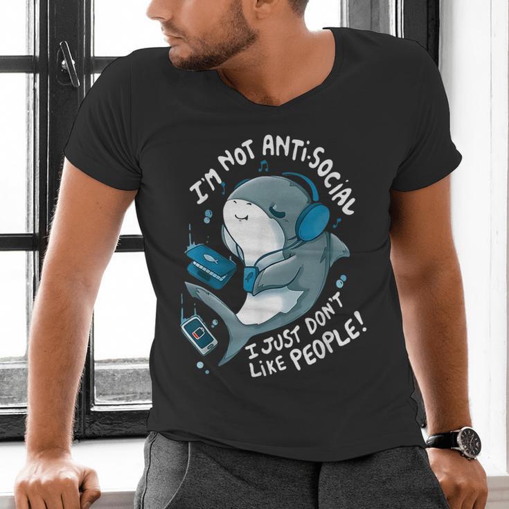 Shark Don’t Like People Antisocial Introvert Men's V-Neck T-Shirt