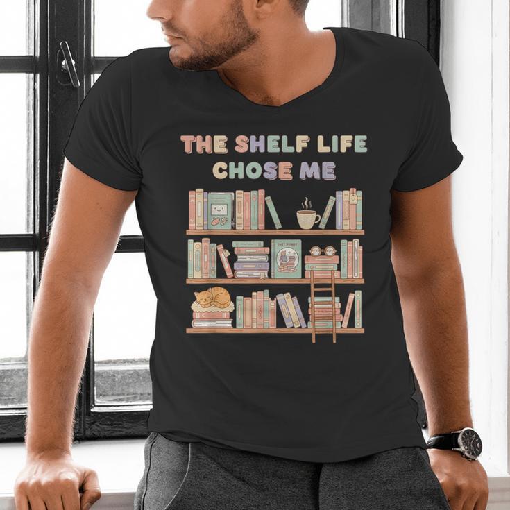 The Shelf Life Chose Me Bookstore Reading Lover Graphic Men's V-Neck T-Shirt