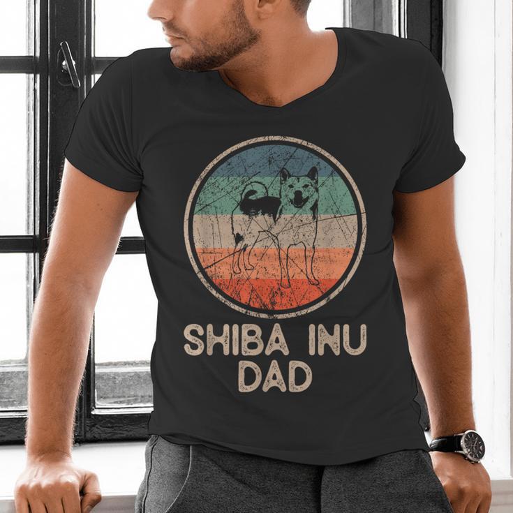Shiba Inu Dog Vintage Shiba Inu Dad Men Women Men's V-Neck T-Shirt