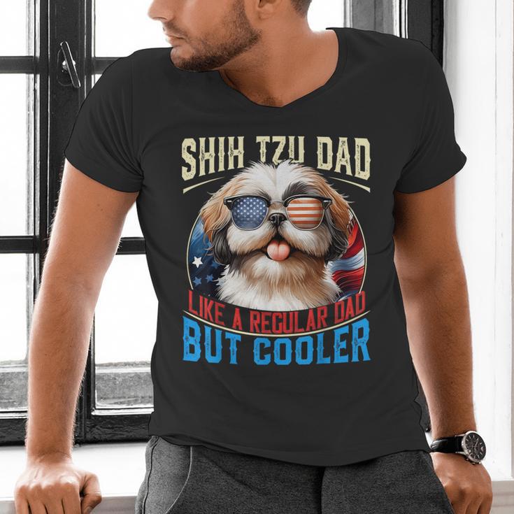 Shih Tzu Dad Like A Regular Dad But Cooler Dog Father's Day Men's V-Neck T-Shirt