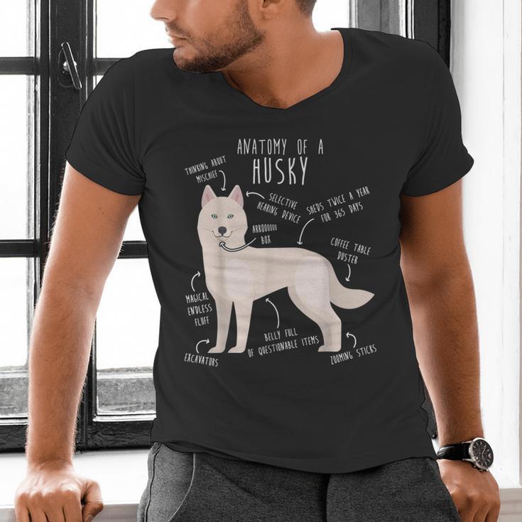 Siberian Husky Dog Anatomy Pet Mom Cute Dog Dad Men Women Kids Men's V-Neck T-Shirt