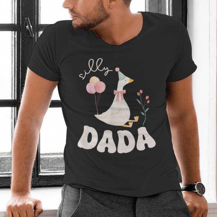 Silly Dada Silly Goose Dad Birthday Family Matching Party Men's V-Neck T-Shirt Silly Dada Silly Goose Dad Birthday Family Matching Party Men's V-Neck T-Shirt