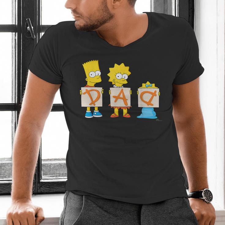 The Simpsons Father's Day Bart Lisa Maggie Dad Birthday Men's V-Neck T-Shirt