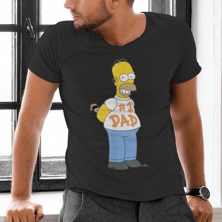 The Simpsons Homer Number 1 Dad Father's Day V2 Men's V-Neck T-Shirt