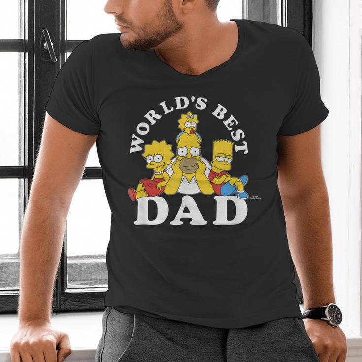 The Simpsons World's Best Dad Father's Day Group V2 Small Men's V-Neck T-Shirt The Simpsons World's Best Dad Father's Day Group V2 Small Men's V-Neck T-Shirt