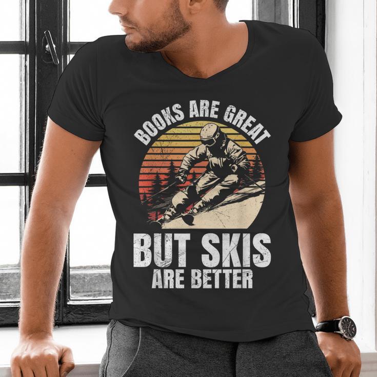 Skier BOOKS ARE GREAT BUT SKIS ARE BETTER Vintage Men's V-Neck T-Shirt