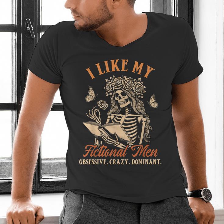 Smut Reader Spicy Book Dark Romance I Like My Fictional Men Men's V-Neck T-Shirt Smut Reader Spicy Book Dark Romance I Like My Fictional Men Men's V-Neck T-Shirt