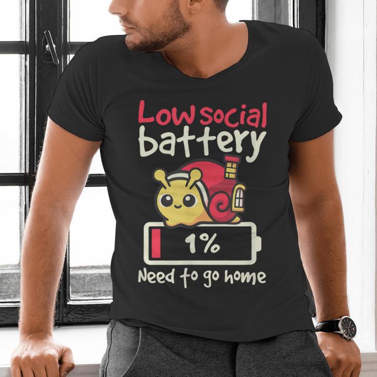 Snail Low Social Battery Need To Go Home Tee For Introvert Men's V-Neck T-Shirt Snail Low Social Battery Need To Go Home Tee For Introvert Men's V-Neck T-Shirt