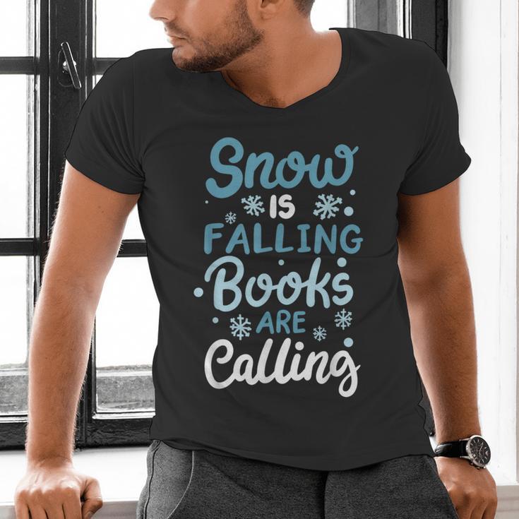 Snow Is Falling Books Are Calling Men's V-Neck T-Shirt