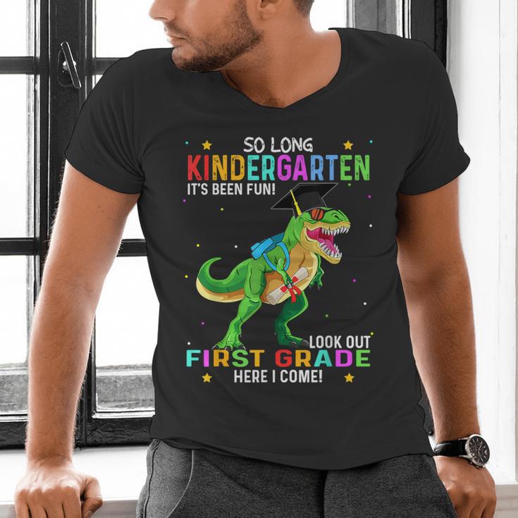 So Long Kindergarten Graduation Class 2025 Dinosaur Kids Men's V-Neck T-Shirt