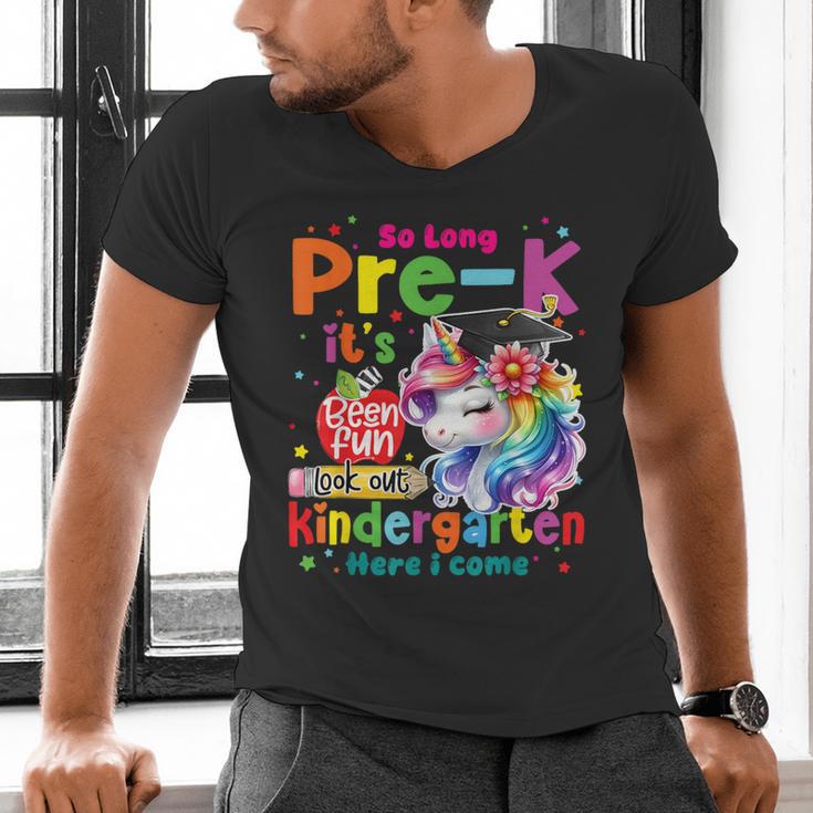 So Long Prek Pre-K Graduation Graduate Unicorn Kids Girls Men's V-Neck T-Shirt