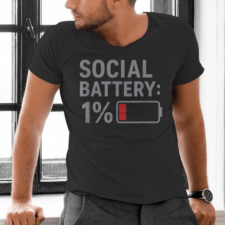 Social Battery 1 Percent Introvert Mood Minimalist Men's V-Neck T-Shirt Social Battery 1 Percent Introvert Mood Minimalist Men's V-Neck T-Shirt