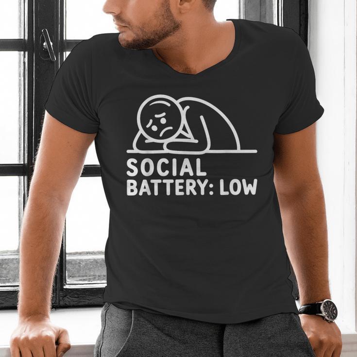 Social Battery Low Apparel Introvert Humor Men's V-Neck T-Shirt Social Battery Low Apparel Introvert Humor Men's V-Neck T-Shirt