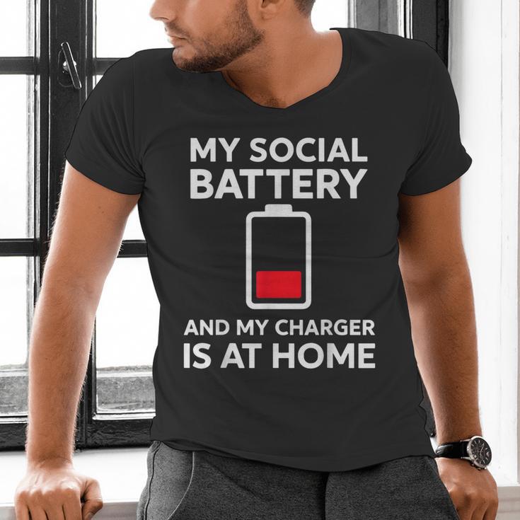 Social Battery Low Charger At Home Antisocial Introvert Men's V-Neck T-Shirt Social Battery Low Charger At Home Antisocial Introvert Men's V-Neck T-Shirt