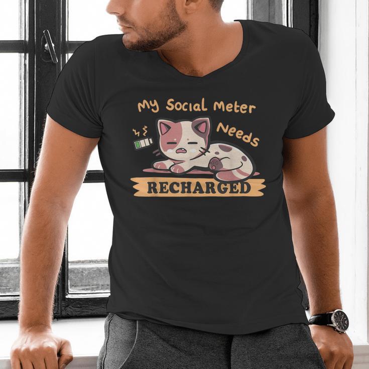Social Meter Recharge Social Meter For Introverts Men's V-Neck T-Shirt Social Meter Recharge Social Meter For Introverts Men's V-Neck T-Shirt