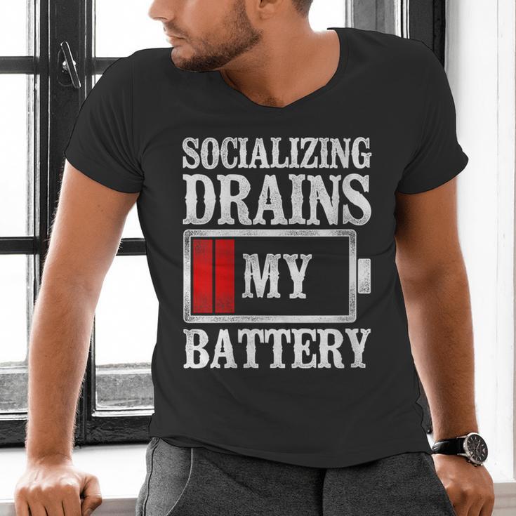 Socializing Drains My Battery Introvert Men's V-Neck T-Shirt