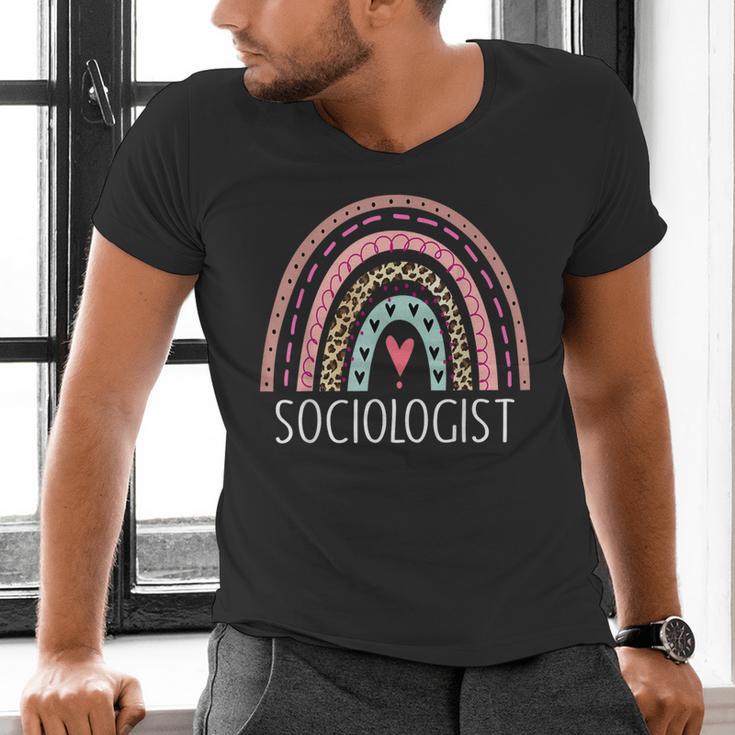 Sociologist Sociology Teacher Graduation Rainbow Men's V-Neck T-Shirt
