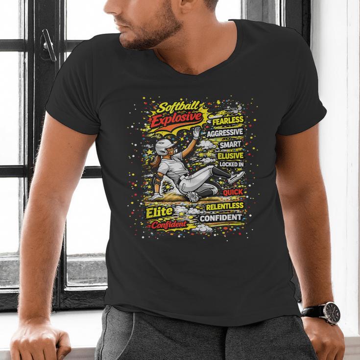Softball Slider Pop Comic Book Art Best Traits Fast Elite Men's V-Neck T-Shirt Softball Slider Pop Comic Book Art Best Traits Fast Elite Men's V-Neck T-Shirt