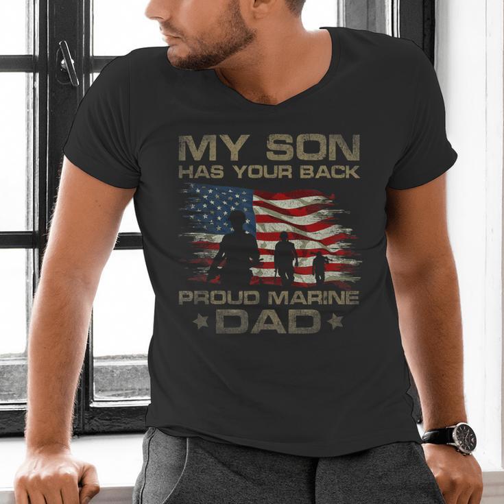 My Son Has Your Back Marine Dad Camouflage Men's V-Neck T-Shirt