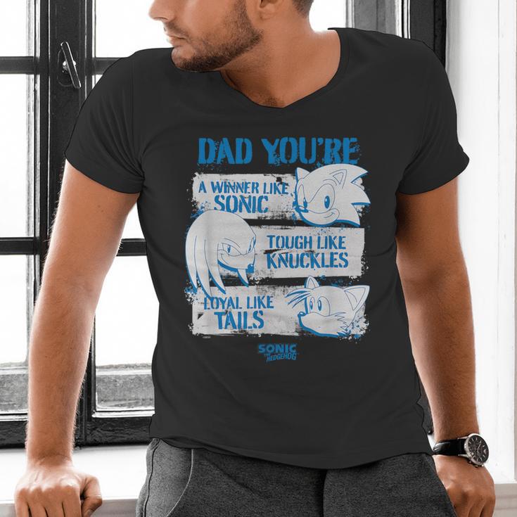 Sonic The Hedgehog Father's Day Dad Qualities Distressed Men's V-Neck T-Shirt