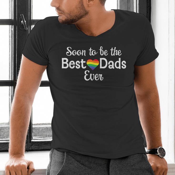 Soon To Be The Best Dads Ever Baby Announcement Gay Couple Men's V-Neck T-Shirt