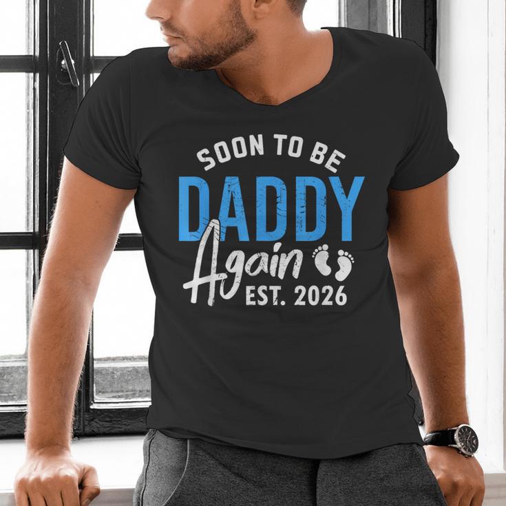 Soon To Be Daddy Again Est 2026 Dad Baby Announcement Men's V-Neck T-Shirt