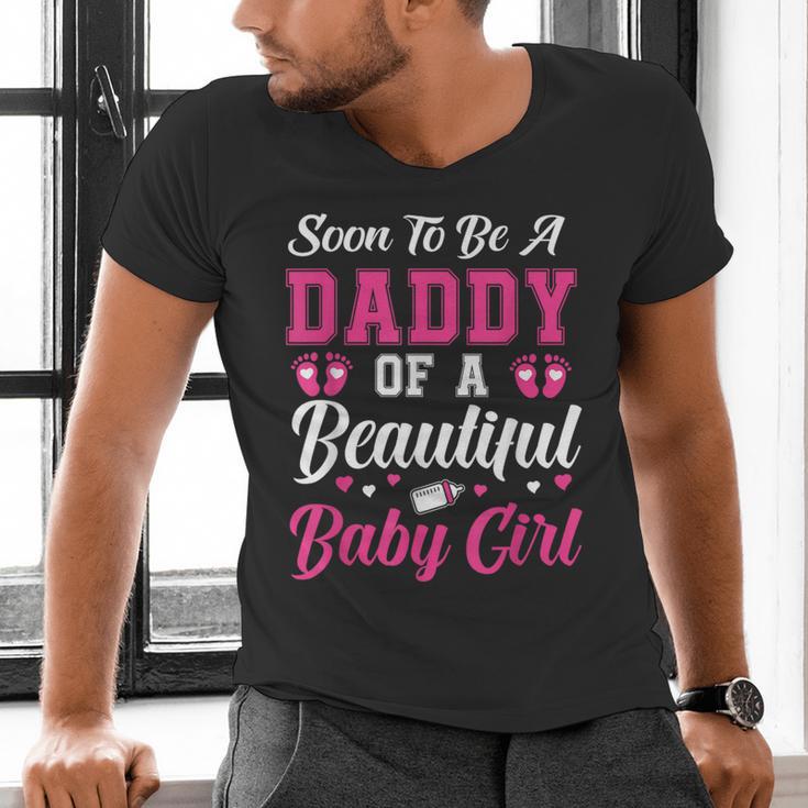 Soon To Be A Daddy Of A Beautiful Baby Girl Baby Shower Men's V-Neck T-Shirt Soon To Be A Daddy Of A Beautiful Baby Girl Baby Shower Men's V-Neck T-Shirt