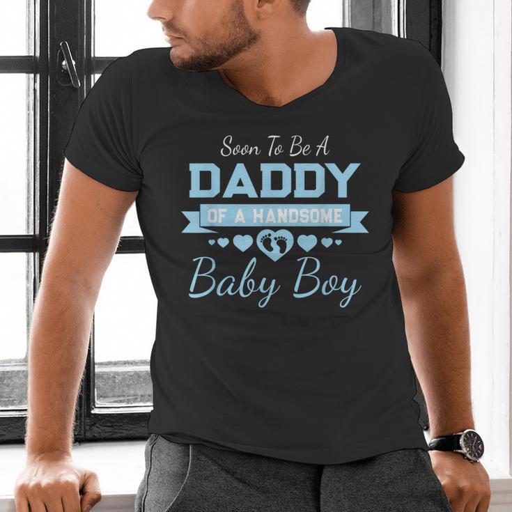 Soon To Be A Daddy Of a Handsome Baby Boy Announcement Men's V-Neck T-Shirt