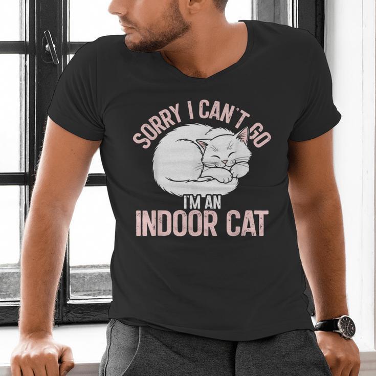 Sorry I Can't Go I'm An Indoor Cat Lazy Humor Introvert Cat Men's V-Neck T-Shirt Sorry I Can't Go I'm An Indoor Cat Lazy Humor Introvert Cat Men's V-Neck T-Shirt