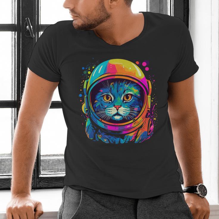 Space Cat Mom Cat Dad Men Women Kids Astronaut Space Men's V-Neck T-Shirt