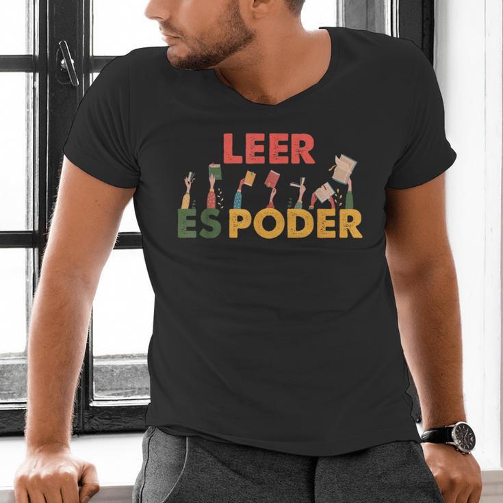 Spanish Reading Book Lover Teacher Maestra Leer Es Poder For Men Women Men's V-Neck T-Shirt Spanish Reading Book Lover Teacher Maestra Leer Es Poder For Men Women Men's V-Neck T-Shirt
