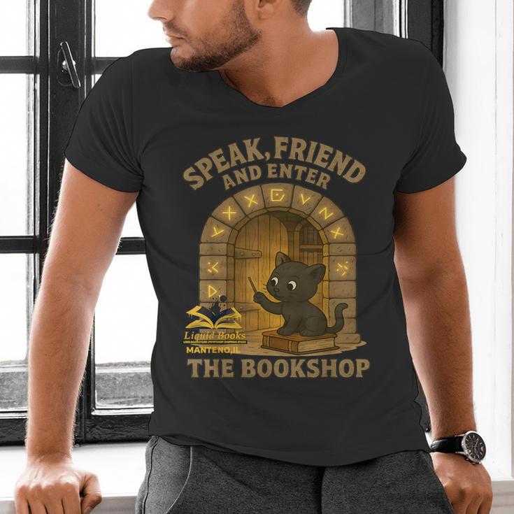Speak Friend Enter Bookshop Magic Panther Men's V-Neck T-Shirt