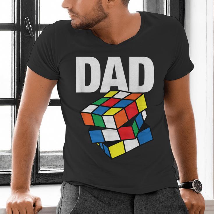 Speed Cubing Dad Puzzle Cuber Cube Kids Men's V-Neck T-Shirt