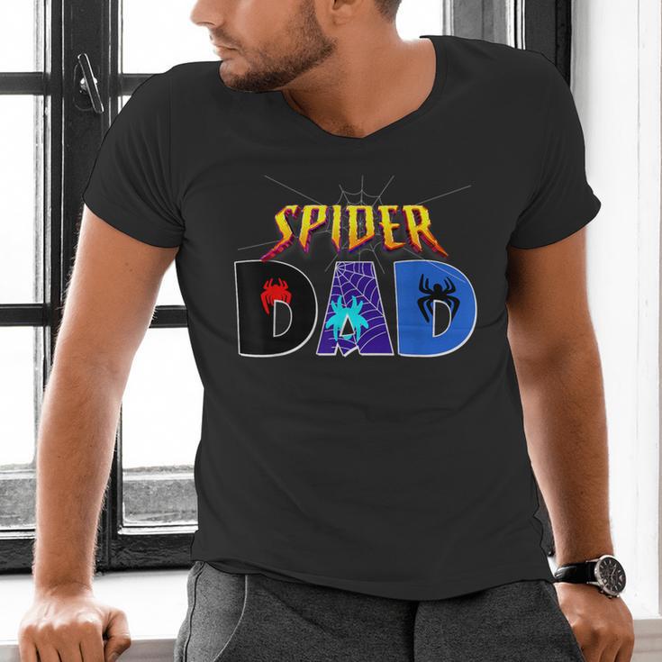 Spider Dad Shirt Birthday Fathers Day Halloween Costumes Pjs Men's V-Neck T-Shirt