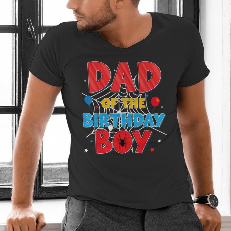 Spider Web Family Matching Dad Of The Birthday Boy Men's V-Neck T-Shirt Spider Web Family Matching Dad Of The Birthday Boy Men's V-Neck T-Shirt