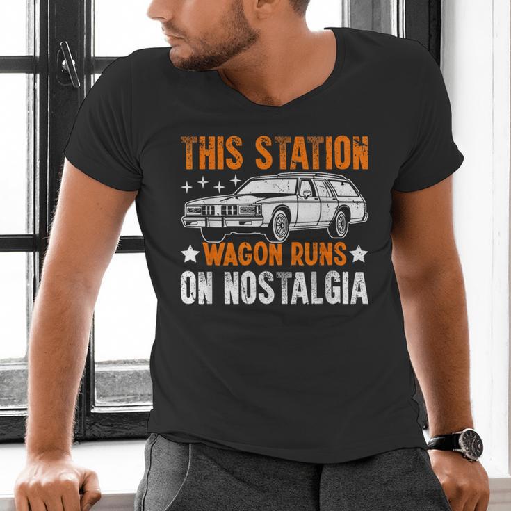 This Station Wagon Runs On Nostalgia Wagon Men's V-Neck T-Shirt
