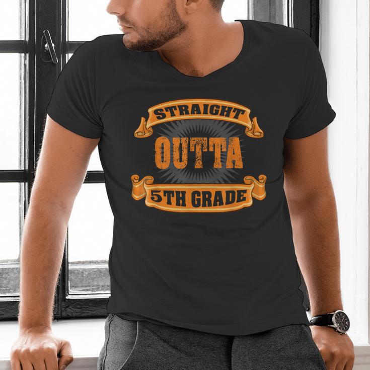 Straight Outta 5th Grade Shirt Fifth Graduation Boys Girls Men's V-Neck T-Shirt