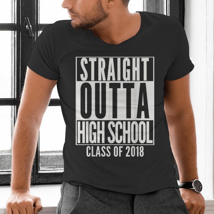 STRAIGHT OUTTA HIGH SCHOOL 2018 Grad Graduation Men's V-Neck T-Shirt