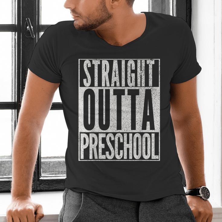 STRAIGHT OUTTA PRESCHOOL GIFT Grad Graduation Kids Men's V-Neck T-Shirt