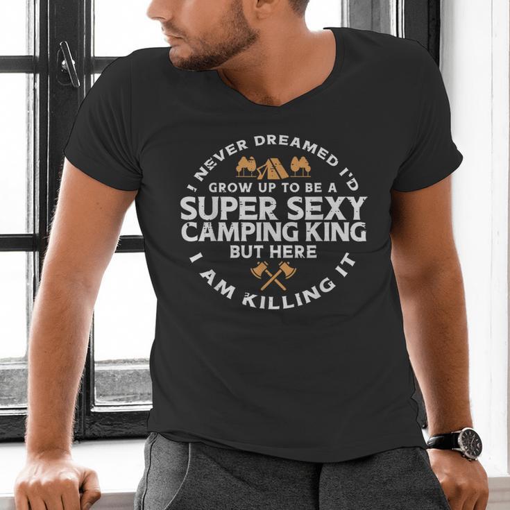 Super Camping King Camp Camper Dad Men Husband Men's V-Neck T-Shirt