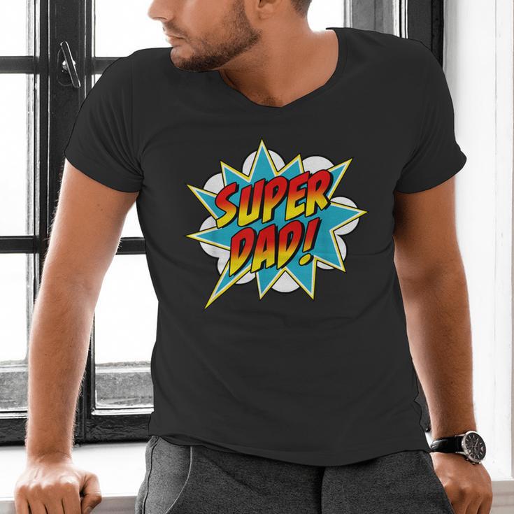 Super Dad Comic Book Superhero Father's Day Men's V-Neck T-Shirt