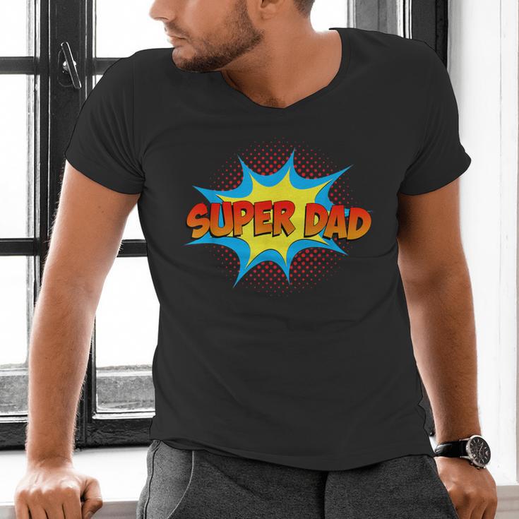 Super Dad Family Matching Superhero Comics Set Fathers Day Men's V-Neck T-Shirt