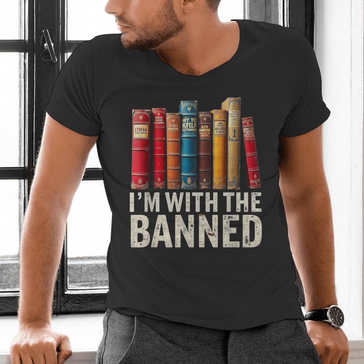 Support Banned Books Freedom I'm With The Banned Men's V-Neck T-Shirt