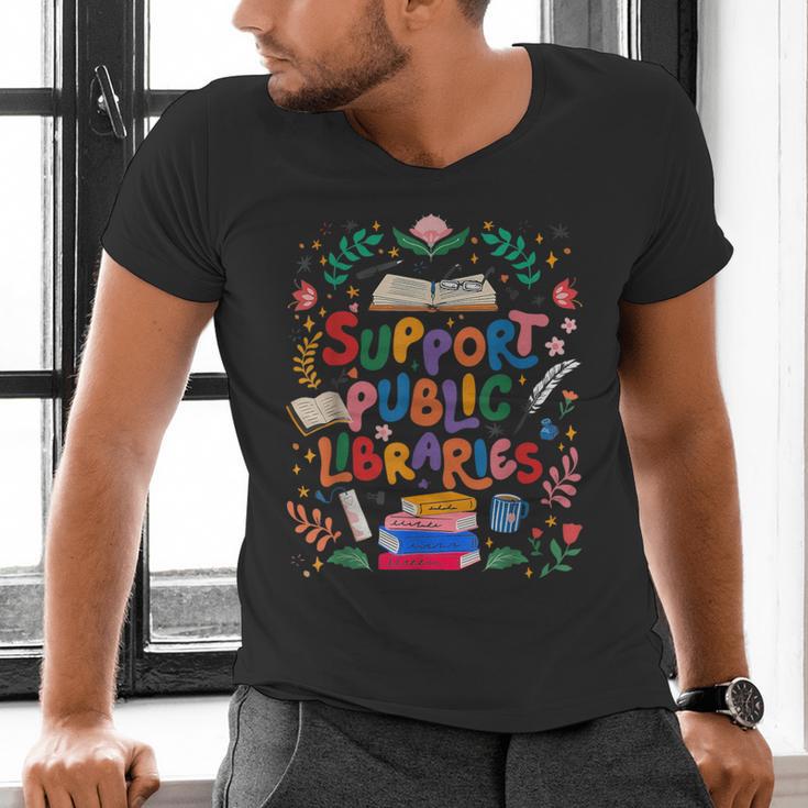 Support Public Libraries Book Nerd Outfit For Book Lovers Men's V-Neck T-Shirt Support Public Libraries Book Nerd Outfit For Book Lovers Men's V-Neck T-Shirt