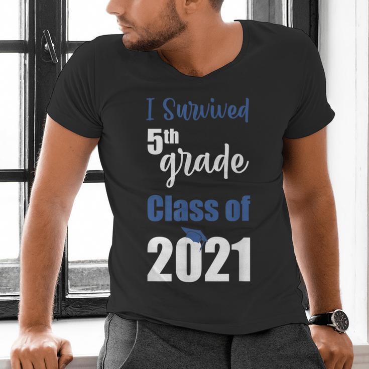I Survived 5th Grade Class Of 2021 Quarantined Graduation 2 Men's V-Neck T-Shirt