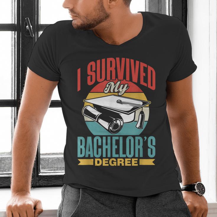 I Survived My Bachelor's Degree Party Bachelor Graduation Men's V-Neck T-Shirt
