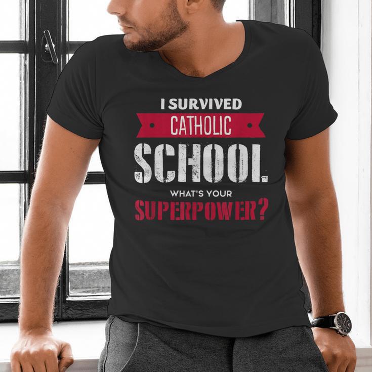 I Survived Catholic School Shirt Catholic Graduation Men's V-Neck T-Shirt