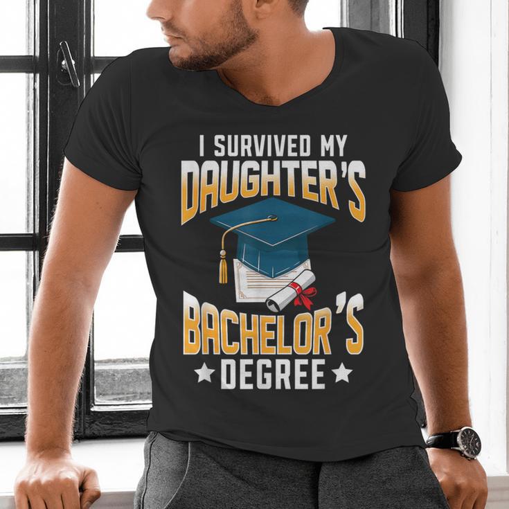 i Survived My Daughters Bachelor's Degree Graduation Gifts Men's V-Neck T-Shirt