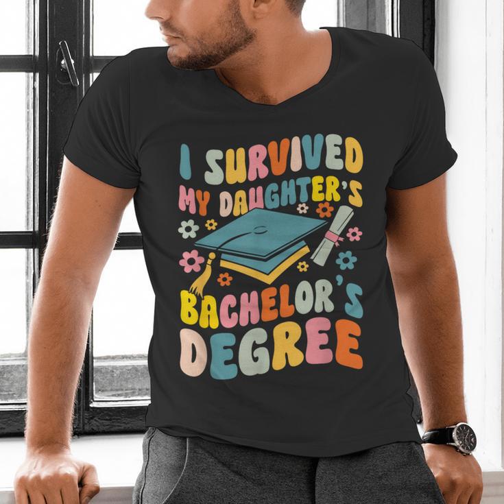 i Survived My Daughter's Bachelors Degree Groovy Graduation Men's V-Neck T-Shirt